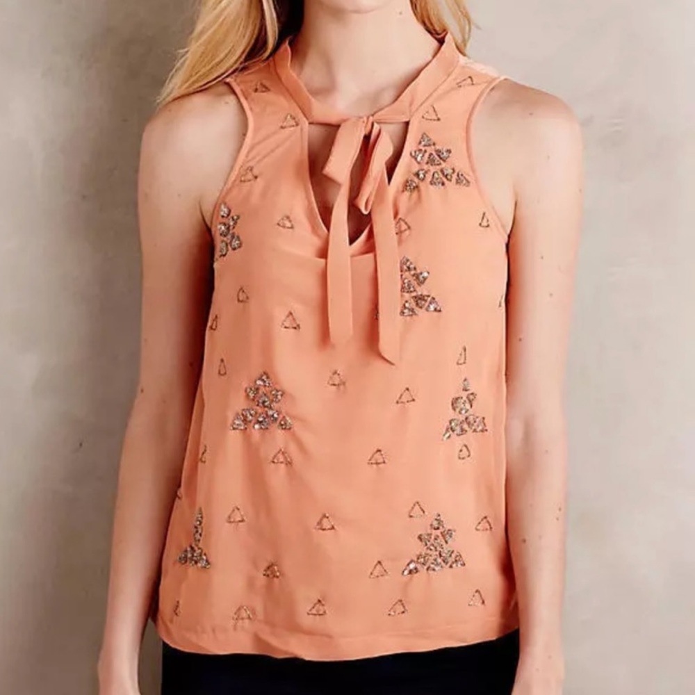 Anthropologie Akemi + Kin Coral Beaded Shirt